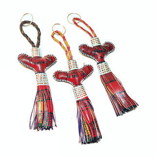 Porte-cl Cuir Pompon Bijoux Ethniques Touareg Brod de broderies Passementerie pour sac, cls, clefs, dco et dcoration Glands 001 Niger Mali c