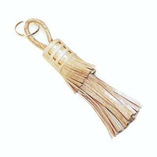 Porte-cl Cuir Pompon Bijoux Ethniques Touareg Brod de broderies Passementerie pour sac, cls, clefs, dco et dcoration Glands Beige Crme 008 Niger Mali