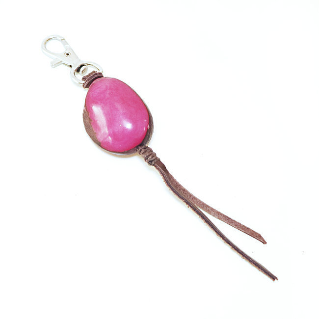 Porte-clés graine de tagua pépa rose - Tagua and Co 003