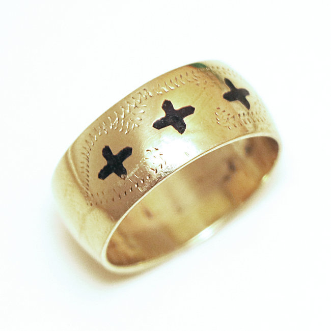 Bague bronze doré anneau fin et ébène - Mauritanie 007
