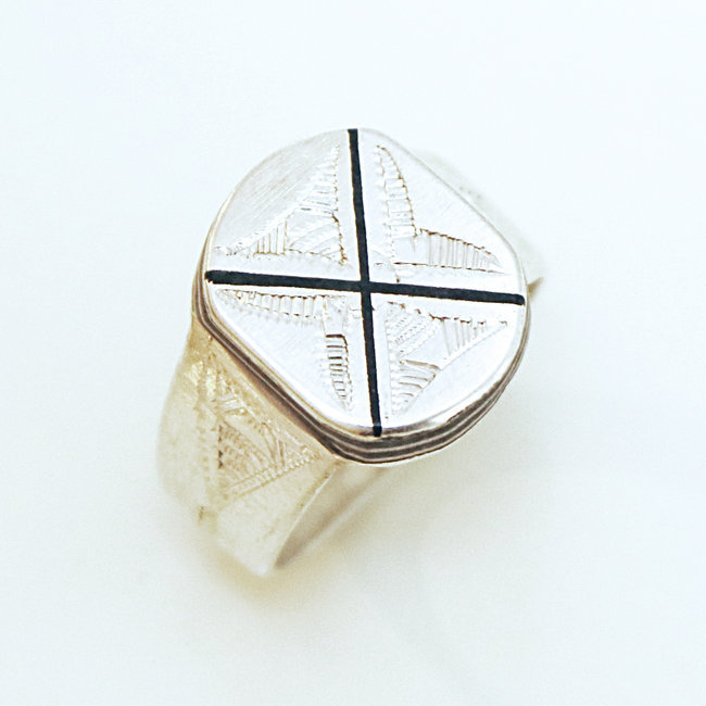 Bague argent 925 touareg chevalière et ébène - Mauritanie 017