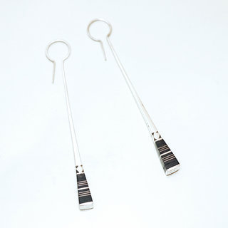 Bijoux ethniques touareg boucles d'oreilles en argent 925 massif femme pilons massues pendantes lisses simple classique carres et bois bne - Niger 076