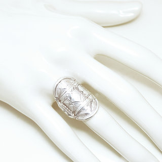 Bijoux ethniques touareg bague en argent 925 homme femme longue navette grave  - Niger 136 b