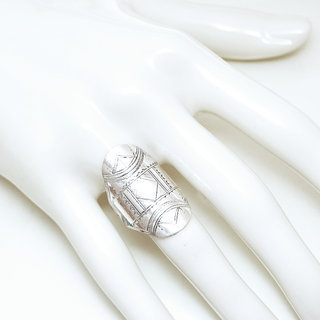 Bijoux ethniques touareg bague en argent 925 homme femme longue navette grave  - Niger 137 b