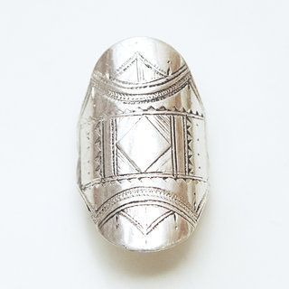 Bijoux ethniques touareg bague en argent 925 homme femme longue navette grave  - Niger 137 c