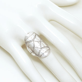 Bijoux ethniques touareg bague en argent 925 homme femme longue navette grave  - Niger 138 c