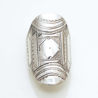 Bijoux ethniques touareg bague en argent 925 homme femme longue navette grave  - Niger 139 b