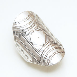 Bijoux ethniques touareg bague en argent 925 homme femme longue navette grave  - Niger 139