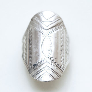 Bijoux ethniques touareg bague en argent 925 homme femme longue navette grave  - Niger 140 c