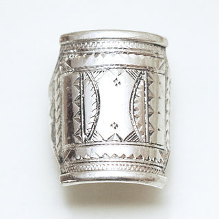 Bijoux ethniques touareg bague en argent 925 homme femme chevalire rectangle grave  - Niger 141 c