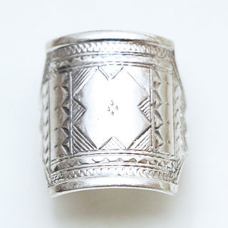 Bijoux ethniques touareg bague en argent 925 homme femme chevalire rectangle grave  - Niger 142 c