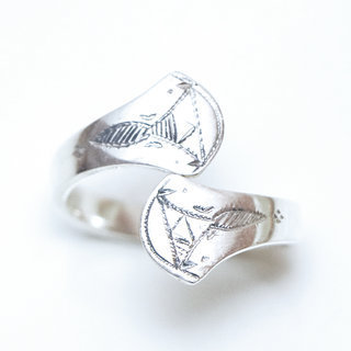 Bijoux ethniques touareg bague en argent 925 femme fine rglable ajustable ouverte grave - Niger 146 c