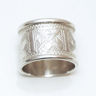 Bijoux ethniques touareg bague en argent 925 massif anneau alliance de mariage duo homme femme large grave croix - Niger 156 b