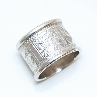 Bijoux ethniques touareg bague en argent 925 massif anneau alliance de mariage duo homme femme large grave croix - Niger 156