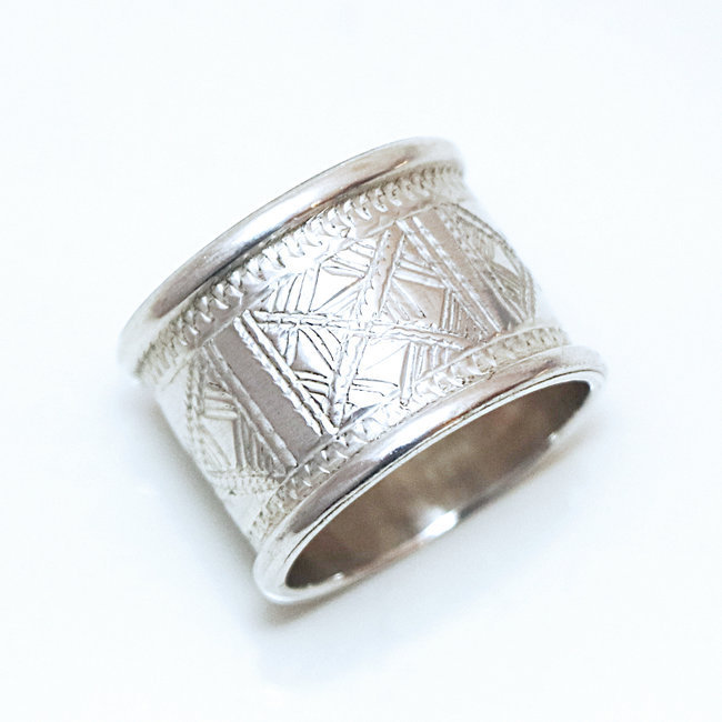 Bague argent massif 925 touareg anneau-alliance large - Niger 155