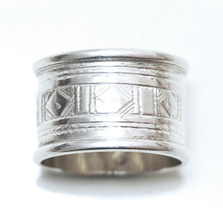 Bijoux ethniques touareg bague en argent 925 massif anneau alliance de mariage duo homme femme large grave motifs losange carr - Niger 161 c