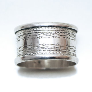 Bijoux ethniques touareg bague en argent 925 massif anneau alliance de mariage duo homme femme large grave motifs ligne - Niger 164 c