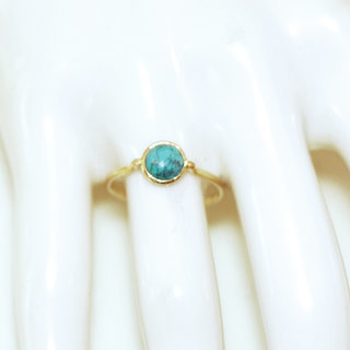 Bijoux ethniques Indiens bague fine en argent 925 plaqu or vermeil minimaliste femme design pierre semi-prcieuse turquoise - Inde 102O b