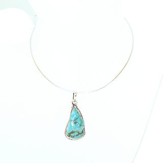 Bijoux Indiens Ethniques grand pendentif en argent 925 massif femme relief petit filigranes pierre fine Turquoise brute naturelle vritable druzy - Npal 021b