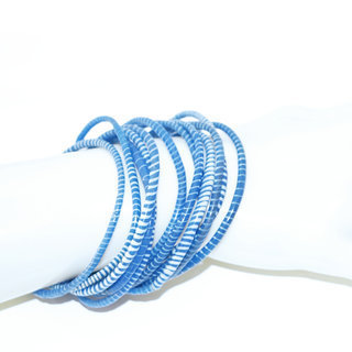 Bijoux Africains Bracelet Jokko Plastique Recycl Tendance Ethniques Mix Bleu Indigo Lot de 12 - Mali 051 b