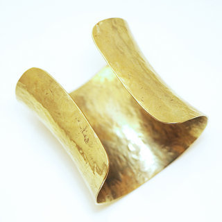 Bijoux ethniques Africains bracelet large manchette martel rglable ajustable ouvert peul fulani bronze dor or - Mali 010 c
