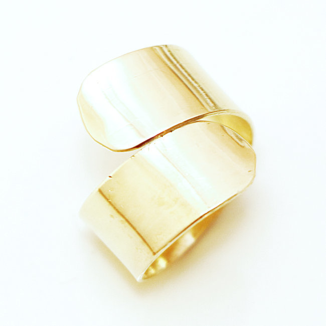 Bague anneau bandeau lisse Peul-Fulani réglable bronze doré - Mali 012