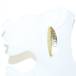 Bijoux ethniques contemporains boucles d'oreilles femme pendantes clous feuilles marteles dores plaqu or feuille peul fulani bronze dor africains - Mali 096 b