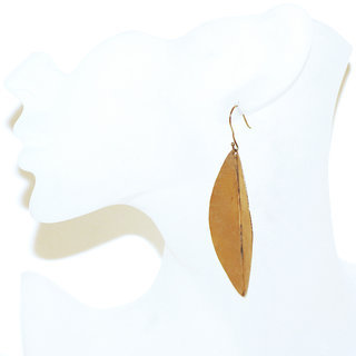 Bijoux ethniques contemporains boucles d'oreilles femme pendantes feuilles lisses dores plaqu or feuille peul fulani bronze dor africains - Mali 094 b