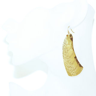 Bijoux ethniques contemporains boucles d'oreilles femmes pendantes longues larges marteles graves peul fulani bronze dor or Africains - Mali 086 b
