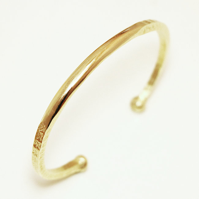 Bracelet touareg jonc ouvert rond gravé en bronze doré - Mali 018