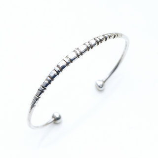 Bijoux ethniques touareg bracelet en argent 925 massif femme homme jonc rond grav ouvert - Niger 044