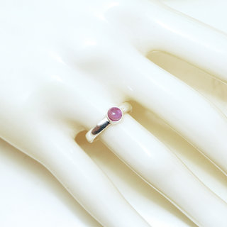 Bijoux ethniques Indiens bague en argent 925 massif femme fianailles classique fine petite ronde pierre fine Amthyste violet mauve - Inde 128 b