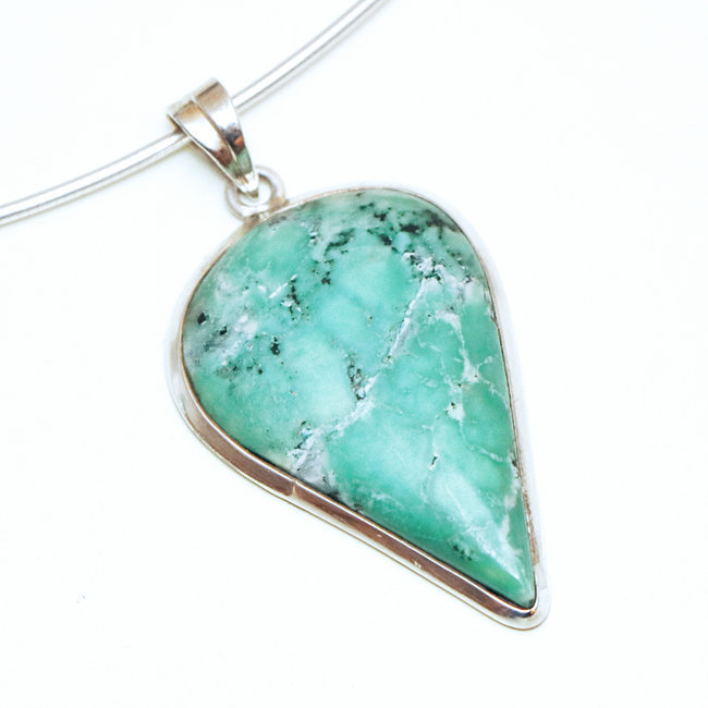 Pendentif en argent 925 goutte et Turquoise naturelle - Inde 088