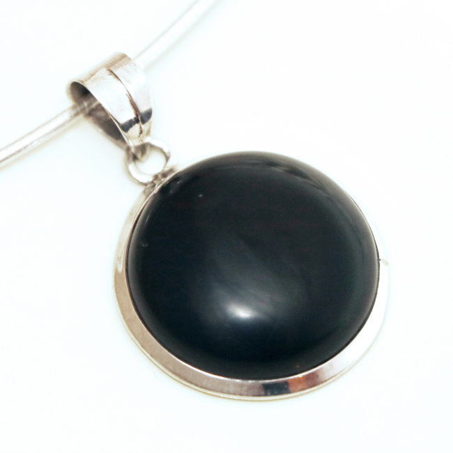 Pendentif rond en argent 925 et Onyx - Inde 132