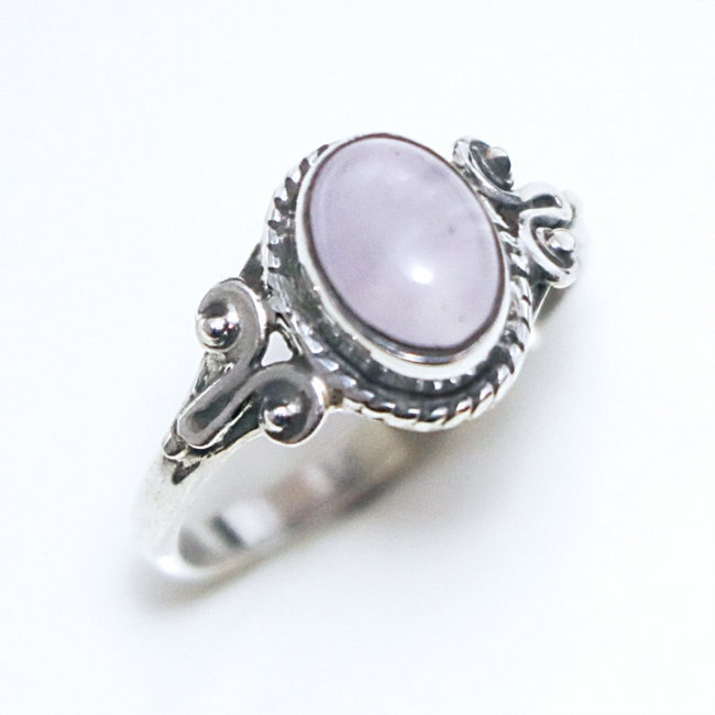 Bague fine filigranes argent 925 et Quartz rose - Inde 026