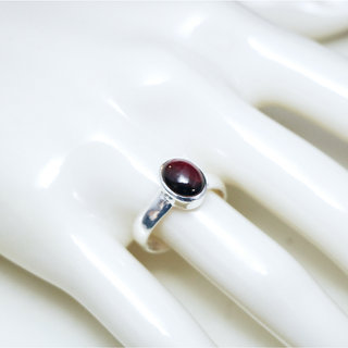 Bijoux ethniques Indiens bague en argent 925 massif et ovale classique fianailles pierre fine Grenat rouge- Inde 141 b