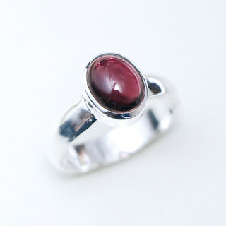 Bijoux ethniques Indiens bague en argent 925 massif et ovale classique fianailles pierre fine Grenat rouge- Inde 141