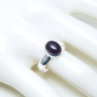 Bijoux ethniques Indiens bague en argent 925 massif et ovale classique fianailles pierre fine Amthyste violet mauve - Inde 141 b