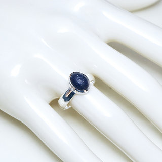 Bijoux ethniques Indiens bague en argent 925 massif et ovale classique fianailles pierre fine Lapis-Lazuli vritable bleu - Inde 141 b