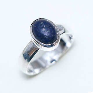 Bijoux ethniques Indiens bague en argent 925 massif et ovale classique fianailles pierre fine Lapis-Lazuli vritable bleu - Inde 141