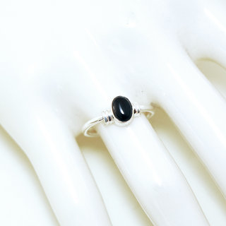 Bijoux ethniques Indiens bague en argent 925 massif et ovale pierre fine Onyx noir - Inde 142 b