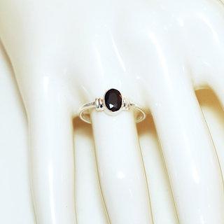 Bijoux ethniques Indiens bague en argent 925 massif et ovale facettes pierre fine Zirconium noir - Inde 143 b