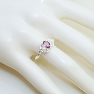 Bijoux ethniques Indiens bague en argent 925 massif et crmonie fianailles mariage duo pierre fine goutte ouverte ajoure Amthyste violet mauve - Inde 144 b