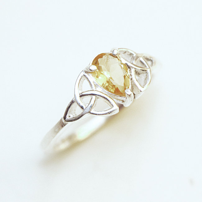 Bague fine goutte argent 925 et Citrine - Inde 144