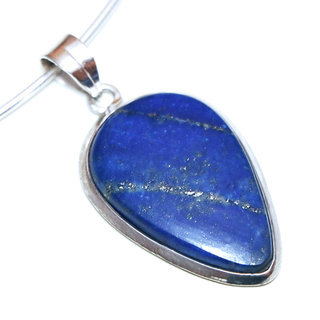 Bijoux Indiens Ethniques pendentif argent 925 massif femme et pierre fine bomb goutte Lapis Lazuli vritable bleu fonc - Inde 161