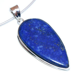 Bijoux Indiens Ethniques pendentif argent 925 massif femme et pierre fine bomb grand goutte pendant long Lapis Lazuli vritable bleu fonc - Inde 171