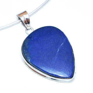 Bijoux Indiens Ethniques pendentif argent 925 massif femme et pierre fine bomb grand goutte pendant long Lapis Lazuli vritable bleu fonc - Inde 172