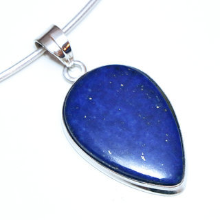 Bijoux Indiens Ethniques pendentif argent 925 massif femme et pierre fine bomb grand goutte pendant long Lapis Lazuli vritable bleu fonc - Inde 173