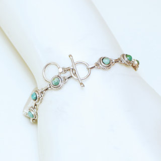 Bijoux Ethniques indiens bracelet argent 925 massif femme filigranes pierre fine ovale rectangle vraie Turquoise naturelle vritable - Npal 040 b