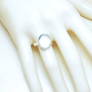 Bijoux ethniques Indiens bague argent 925 massif petites goutte facette verre Topaze bleu clair - Inde 161 b